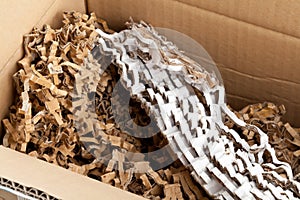 Recycled corrugated cardboard in box