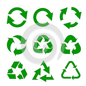 Recycled eco vector icon set. Vector illustration