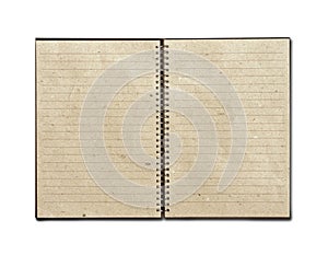 Recycled open notebook