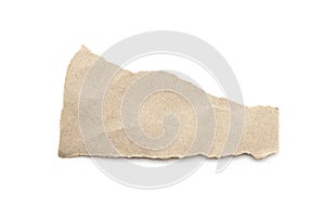Recycled paper craft stick on a white background. Brown paper torn or ripped pieces of paper isolated on white