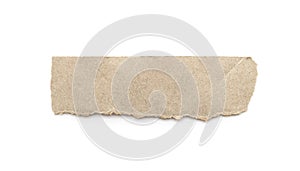 Recycled paper craft stick on a white background. Brown paper torn or ripped pieces of paper isolated on white