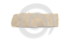 Recycled paper craft stick on a white background. Brown paper torn or ripped pieces of paper isolated on white