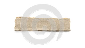 Recycled paper craft stick on a white background. Brown paper torn or ripped pieces of paper isolated on white