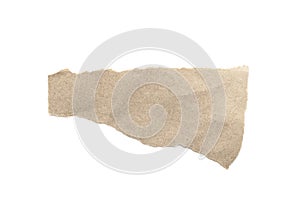 Recycled paper craft stick on a white background. Brown paper torn or ripped pieces of paper isolated on white