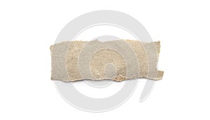 Recycled paper craft stick on a white background. Brown paper torn or ripped pieces of paper isolated on white