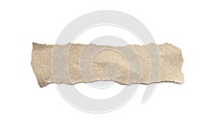 Recycled paper craft stick on a white background. Brown paper torn or ripped pieces of paper isolated on white