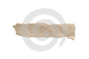 Recycled paper craft stick on a white background. Brown paper torn or ripped pieces of paper isolated on white