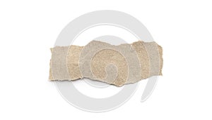 Recycled paper craft stick on a white background. Brown paper torn or ripped pieces of paper isolated on white