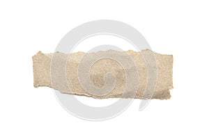 Recycled paper craft stick on a white background. Brown paper torn or ripped pieces of paper isolated on white