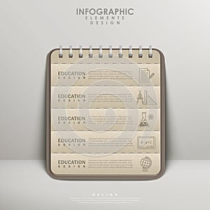 Recycled paper notebook for education infographic design