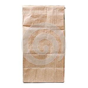 Recycled paper shopping bag isolated on white