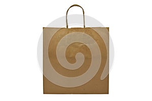Recycled paper shopping one bag on white background