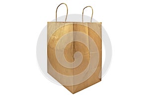 Recycled paper shopping one bag on white background