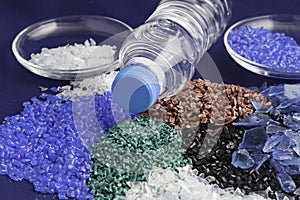 Recycled plastic polymers out of PET water bottle