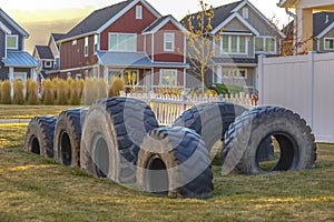 Recycled tires in neighborhood in Utah Valley