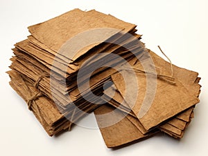 Recycled Vintage Paper with Visible Fibers on Dark Brown Background - AI Generated