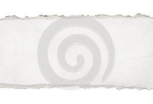 Recycled white torn horizontal note paper texture, light background.