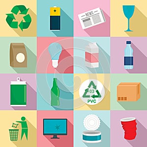 Recycles day icon set, flat style