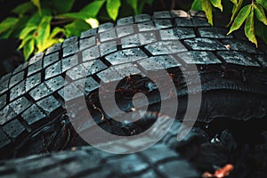 Recycling automobile tractor old damaged tire