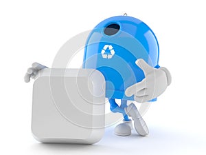 Recycling bin character with blank computer key
