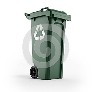 Recycling bin with recycling symbol