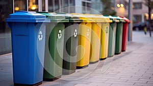 Recycling bins in the city. Separate waste collection.