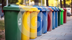 Recycling bins in the city. Separate waste collection.