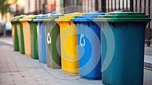 Recycling bins in the city. Separate waste collection.