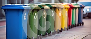 Recycling bins in the city. Separate waste collection.