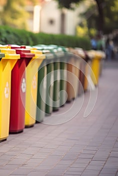 Recycling bins in the city. Separate waste collection.