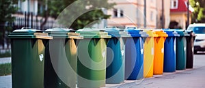 Recycling bins in the city. Separate waste collection.