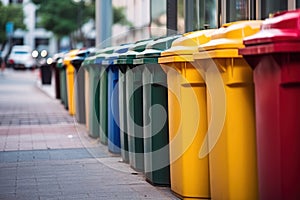 Recycling bins in the city. Separate waste collection.