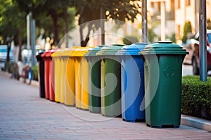 Recycling bins in the city. Separate waste collection.