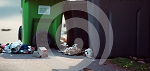 Recycling bins in the city. Separate waste collection.