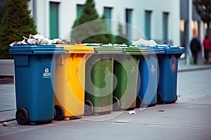 Recycling bins in the city. Separate waste collection.