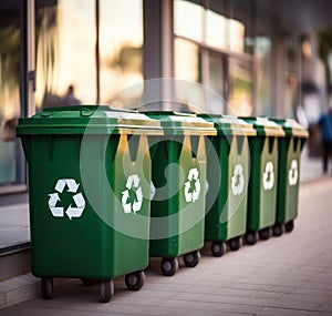 Recycling bins in the city. Separate waste collection.