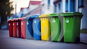 Recycling bins in the city. Separate waste collection.