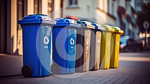 Recycling bins in the city. Separate waste collection.