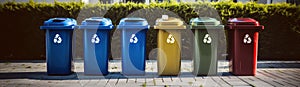 Recycling bins in the city. Separate waste collection.