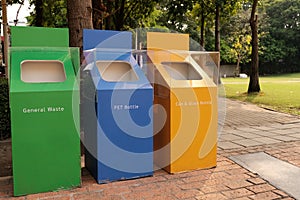 Recycling bins in the garden