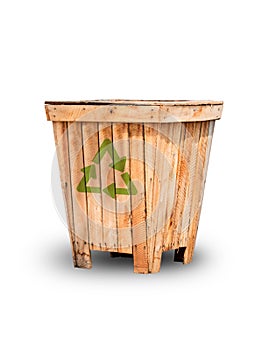 Recycling bins made of wood