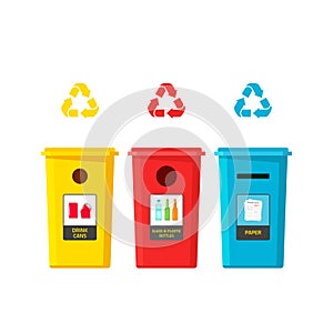 Recycling bins vector illustration isolated on white background