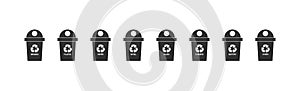 Recycling bins for waste separation icon set. Bin trash vector