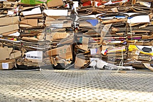 Recycling cardboard packaging concept. Recycling of old cardboard, environmental business