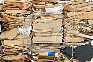 Recycling cardboard packaging concept. Recycling of old cardboard, environmental business