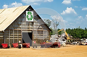 Recycling center with scrap yard