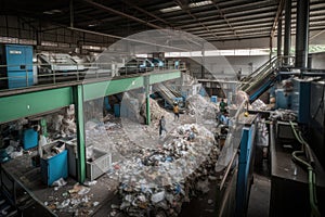 recycling center, where people bring their used paper, glass and plastic to be turned into new products