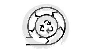 recycling and circular economy line icon animation