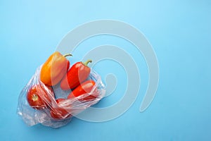 Recycling concept. Fresh food in plastic package