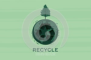 Recycling Concept. Sustainability of green alternative energy and ecology conservation concept background. Vector illustration in